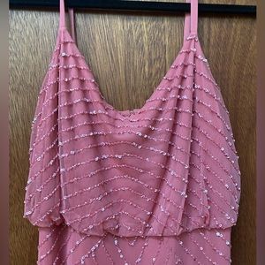 Adrianna Papell Aurora Pink Art Deco Beaded Blouson dress size 6